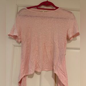 Maje Light Pink Asymmetrical Short Sleeve Top